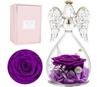 Miofula Rose Eternelle Cadeau Femme, Fleur Eternelle Cadeau Anniversaire Femme Mariage, Rose Éternelle Guardian Ange Figurine Cadeaux Maman Mamie Belle Mere, Cadeaux Noel Saint Valentin Fete des Meres