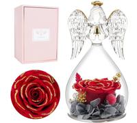 Miofula Rose Eternelle Cadeau Femme, Fleur Eternelle Cadeau Anniversaire Femme Mariage, Rose Éternelle Guardian Ange Figurine Cadeaux Maman Mamie Belle Mere, Cadeaux Noel Saint Valentin Fete des Meres