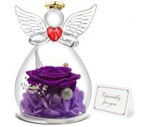 Miofula Rose Eternelle Cadeau Femme, Fleur Eternelle Figurine Ange Cadeau Maman, Cadeau Anniversaire Femme Maman Original, Guardian Angel Cadeaux Noël Fete des Meres pour Maman Mamie Belle Mere