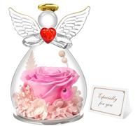 Miofula Rose Eternelle Cadeau Saint Valentin Femme,Fleur Eternelle Figurine Ange Cadeau Maman,Flowers Cadeau Anniversaire Femme,Guardian Angel Coffret Cadeau Saint Valentin Couple Cadeaux Maman Mamie