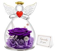 Miofula Rose Eternelle Cadeau Saint Valentin Femme,Fleur Eternelle Figurine Ange Cadeau Maman,Flowers Cadeau Anniversaire Femme,Guardian Angel Coffret Cadeau Saint Valentin Couple Cadeaux Maman Mamie