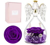 Miofula Rose Eternelle Coffret Cadeau Femme, Fleur Eternelle Cadeau Anniversaire Femme, Rose Éternelle Guardian Ange Figurine Cadeaux Maman Mamie Belle Mere, Cadeaux Fete des Meres Saint Valentin Noel