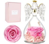 Miofula Rose Eternelle Coffret Cadeau Femme, Fleur Eternelle Cadeau Anniversaire Femme, Rose Éternelle Guardian Ange Figurine Cadeaux Maman Mamie Belle Mere, Cadeaux Fete des Meres Saint Valentin Noel