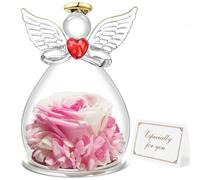Miofula Rose Eternelle Coffret Cadeau Femme,Fleur Eternelle Figurine Ange Cadeau Maman,Flowers Cadeau Anniversaire Femme Maman,Guardian Angel Cadeaux Noel Fete des Meres pour Maman Mamie Belle Mere