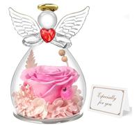 Miofula Rose Eternelle Coffret Cadeau Femme,Fleur Eternelle Figurine Ange Cadeau Maman,Flowers Cadeau Anniversaire Femme Maman,Guardian Angel Cadeaux Noel Fete des Meres pour Maman Mamie Belle Mere