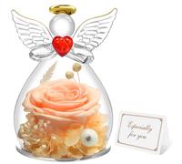 Miofula Rose Eternelle Coffret Cadeau Femme,Fleur Eternelle Figurine Ange Cadeau Maman,Vraie Rose Couple Cadeau Anniversaire Femme,Guardian Ange Cadeaux Mamie Amie Copine Fete des Meres Noel pour Elle