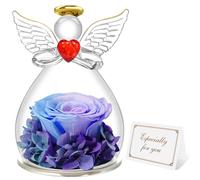 Miofula Rose Eternelle Coffret Cadeau Femme,Fleur Eternelle Figurine Ange Cadeau Maman,Vraie Rose Couple Cadeau Anniversaire Femme,Guardian Ange Cadeaux Mamie Amie Copine Fete des Meres Noel pour Elle