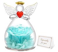 Miofula Rose Eternelle Coffret Cadeau Femme,Fleur Eternelle Figurine Ange Cadeau Maman,Vraie Rose Couple Cadeau Anniversaire Femme,Guardian Ange Cadeaux Mamie Amie Copine Fete des Meres Noel pour Elle