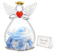 Miofula Rose Eternelle Coffret Cadeau Femme,Fleur Eternelle Figurine Ange Cadeau Maman,Vraie Rose Couple Cadeau Anniversaire Femme,Guardian Ange Cadeaux Mamie Amie Copine Fete des Meres Noel pour Elle