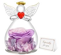 Miofula Rose Eternelle Coffret Cadeau Femme,Fleur Eternelle Figurine Ange Cadeau Maman,Vraie Rose Couple Cadeau Anniversaire Femme,Guardian Ange Cadeaux Mamie Amie Copine Fete des Meres Noel pour Elle