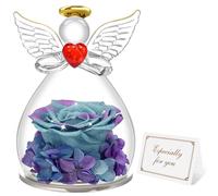 Miofula Rose Eternelle Coffret Cadeau Femme,Fleur Eternelle Figurine Ange Cadeau Maman,Vraie Rose Couple Cadeau Anniversaire Femme,Guardian Ange Cadeaux Mamie Amie Copine Fete des Meres Noel pour Elle