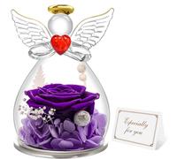 Miofula Rose Eternelle Coffret Cadeau Femme,Fleur Eternelle Figurine Ange Cadeau Maman,Vraie Rose Couple Cadeau Anniversaire Femme,Guardian Ange Cadeaux Mamie Amie Copine Fete des Meres Noel pour Elle