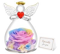 Miofula Rose Eternelle Coffret Cadeau Femme,Fleur Eternelle Figurine Ange Cadeau Maman,Vraie Rose Couple Cadeau Anniversaire Femme,Guardian Ange Cadeaux Mamie Amie Copine Fete des Meres Noel pour Elle