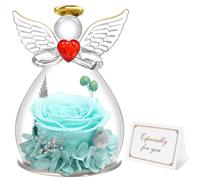 Miofula Rose Eternelle Coffret Cadeau Femme,Fleur Eternelle Figurine Ange Cadeau Maman,Vraie Rose Couple Cadeau Anniversaire Femme,Guardian Ange Cadeaux Mamie Amie Copine Fete des Meres Noel pour Elle