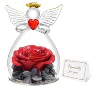 Miofula Rose Eternelle Coffret Cadeau Femme,Fleur Eternelle Figurine Ange Cadeau Maman,Vraie Rose Couple Cadeau Anniversaire Femme,Guardian Ange Cadeaux Mamie Amie Copine Fete des Meres Noel pour Elle