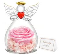 Miofula Rose Eternelle Coffret Cadeau Femme,Fleur Eternelle Figurine Ange Cadeau Maman,Vraie Rose Couple Cadeau Anniversaire Femme,Guardian Ange Cadeaux Mamie Amie Copine Fete des Meres Noel pour Elle