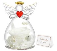 Miofula Rose Eternelle Coffret Cadeau Femme,Fleur Eternelle Figurine Ange Cadeau Maman,Vraie Rose Couple Cadeau Anniversaire Femme,Guardian Ange Cadeaux Mamie Amie Copine Fete des Meres Noel pour Elle