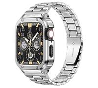MioHHR Bandes métalliques avec étui compatible pour Apple Watch Band 40/41mm, étui antichoc en acier inoxydable et bande de remplacement avec étui de protection pour iWatch Series 8/7/6/5/4/SE.