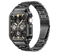 MioHHR Bandes métalliques avec étui compatible pour Apple Watch Band 40/41mm, étui antichoc en acier inoxydable et bande de remplacement avec étui de protection pour iWatch Series 8/7/6/5/4/SE.