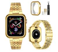 MioHHR Bracelet Compatible avec Apple Watch 40mm 41mm 38mm - Bracelet Acier Inoxydable avec Housse de Protection TPU pour Apple Watch SE3/2/1 Série 9/8/7/6/5/4/3/2/1, pour Femmes Hommes