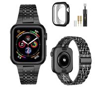 MioHHR Bracelet Compatible avec Apple Watch 40mm 41mm 38mm - Bracelet Acier Inoxydable avec Housse de Protection TPU pour Apple Watch SE3/2/1 Série 9/8/7/6/5/4/3/2/1, pour Femmes Hommes