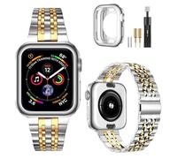 MioHHR Bracelet Compatible avec Apple Watch 40mm 41mm 38mm - Bracelet Acier Inoxydable avec Housse de Protection TPU pour Apple Watch SE3/2/1 Série 9/8/7/6/5/4/3/2/1, pour Femmes Hommes