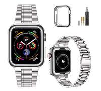 MioHHR Bracelet Compatible avec Apple Watch 44mm 45mm 42mm - Bracelet en Acier Inoxydable avec Housse de Protection pour Apple Watch SE 3/2/1 Série 9/8/7/6/5/4/3/2/1, pour Femmes Hommes