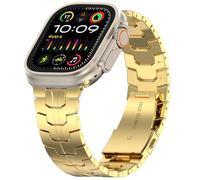 MioHHR Bracelet en acier inoxydable compatible avec Apple Watch 49 mm, 46 mm, 45 mm, 44 mm, 42 mm, bracelet en métal réglable pour homme iWatch Ultra Series 10 9 8 7 6 5 4 3 2 1 SE SE2, doré
