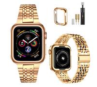 MioHHR Bracelet en métal compatible avec Apple Watch 38/40/41/42/44 mm, bracelet de rechange en acier inoxydable massif pour iWatch SE Series 8/7/6/5/4/3/2/1, 41 mm-7, Métal, Sans pierre précieuse