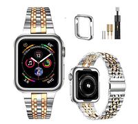 MioHHR Bracelet en métal compatible avec Apple Watch 38/40/41/42/44 mm, bracelet de rechange en acier inoxydable massif pour iWatch SE Series 8/7/6/5/4/3/2/1, 45 mm, Métal, Sans pierre précieuse