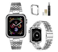 MioHHR Bracelet en métal compatible avec Apple Watch 38/40/41/42/44 mm, bracelet de rechange en acier inoxydable massif pour iWatch SE Series 8/7/6/5/4/3/2/1, 45 mm-7, Métal, Sans pierre précieuse