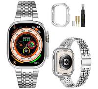 MioHHR Bracelet en métal compatible avec Apple Watch 38/40/41/42/44 mm, bracelet de rechange en acier inoxydable massif pour iWatch SE Series 8/7/6/5/4/3/2/1, 49 mm (Ultra), Acier inoxydable, Sans pierre précieuse