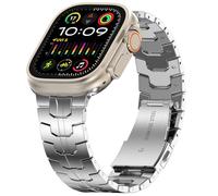 MioHHR Bracelet en titane compatible avec Apple Watch Ultra 49 mm/Series 10 46 mm/Series 9/8/7 45 mm/SE 44 mm, bracelet réglable en métal titane avec revêtement résistant aux rayures pour homme