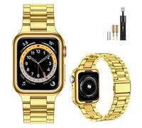 MioHHR Bracelets métalliques compatibles avec Apple Watch 45 mm, 44 mm, 42 mm, 41 mm, 40 mm, 38 mm, bracelet de rechange en acier inoxydable massif pour iWatch Series 7 6 5 4 3 2 1, 42/44 mm, Acier