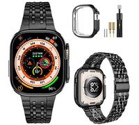 MioHHR Compatible avec bracelet Apple Watch 49 m, bracelet en acier inoxydable massif pour iWatch Series Ultra, noir