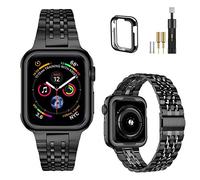 MioHHR Compatible avec le bracelet Apple Watch de 41 mm, bracelet en acier inoxydable massif pour iWatch Series 7, noir