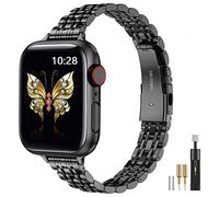 MioHHR Slim Band compatible avec le bracelet Apple Watch 38 mm 40 mm 41 mm, mince bracelet chaîne métallique en acier inoxydable pour femmes iWatch Bands Series 8 7 6 5 4 3 2 1 SE, noir