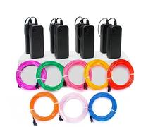 Mioke 8pcs El Fil 8 x 3 m Néon Lumière Strobing électroluminescence - batterie portable - avec 3 modes pour Party Décoration DIY
