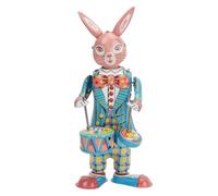 Miokycl Jouet Mécanique Lapin Rétro en Métal, Tambour Oscillant, Jouets à Remonter pour, Décoration de Collection