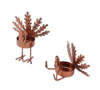 Miokycl Lot de 2 photophores en forme de dinde en fer marron, base stable, bougeoirs de lumière de thé de dinde pour table, cheminée, fenêtre