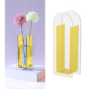 Miokycl Vase moderne en acrylique transparent coloré pour fête de mariage, décoration de table d'intérieur (jaune citron semi-coloré)