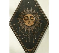 MIONGKI Nouveaux Cadeaux pour la Maison Frontons muraux en Bois Lune Étoiles Phases du Soleil Serpent Décoration Murale Tenture Murale pour la Maison Chambre Ferme Artisanat
