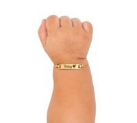 MIONZA Bracelet en or massif 14 carats avec croix pour bébé ou carte d'identité personnalisée - Réglable latéralement en creux ou personnalisé - Cadeau religieux pour baptême, nourrisson, adolescent