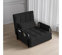 MIOOSUT 3 en 1 Fauteuil Lit Convertible avec Fonction Lit, Chauffeuse Convertible, Dossier Réglable en 5 Positions, Fauteuil Salon, Idéal pour Salon, Chambre à Coucher, Bureau (Noir, 82 * 73 * 55)
