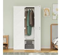 MIOOSUT Armoire Penderie Chambre, Armoire Pliable de Rangement, avec 5 Cubes, 1 Tringle à Vêtements Suspendue, Portes Magnétiques, pour Vetements, Jouets, Livres (Blanc, 50 * 136 * 69)