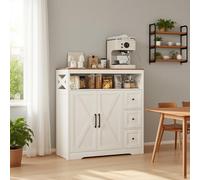 MIOOSUT Buffet de Cuisine Rangement, Meuble Cuisine Blanc, Buffet Bas Salle a Mangeravec Rangement, avec 2 Portes 3 Tiroirs étagères Réglables, pour Salon Salle à Manger (Blanc A, 100 * 40 * 105)