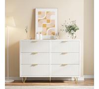 MIOOSUT Commode 6 Tiroirs Blanche, Commode Chambre Meuble de Rangement AVCE Tiroirs Chambre Chiffonnier Bois (6 Tiroirs, Blanche)