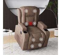 MIOOSUT Fauteuil Releveur Electrique, Fauteuil Relax électrique avec Fonction Chaleur Fauteuil de Massage à 8 Points Relax Fauteuil Relaxant avec Repose Pied Fauteuil électrique Massant (Marron B)