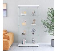 MIOOSUT Vitrine en Verre, 4 étagères, 80 * 36 * 164cm, Armoire de Rangement en Verre sur Pied, Double Porte, Vitrine pour Collection, pour Chambre, Salon et Salle à Manger (Blanc, 2 Porte, 4 étages)
