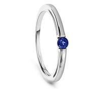 MIORE Bague de fiançailles femme avec pierre précieuse/pierre de naissance saphir bleu 0,13 carat Bague en or blanc 9 carats/375, Or blanc, Saphir
